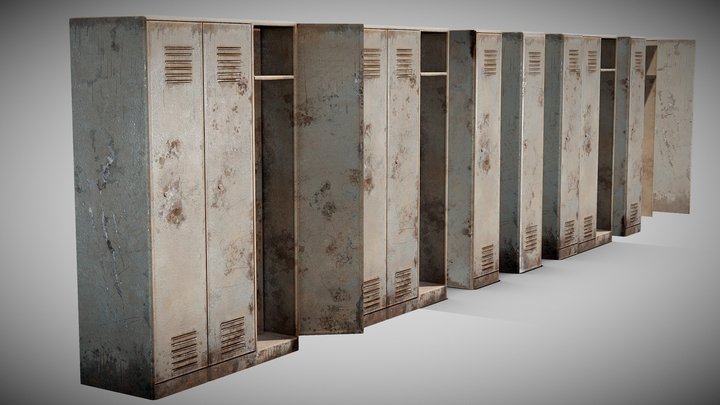 10 colors metal painted vintage wardrobe lockers 3D Model