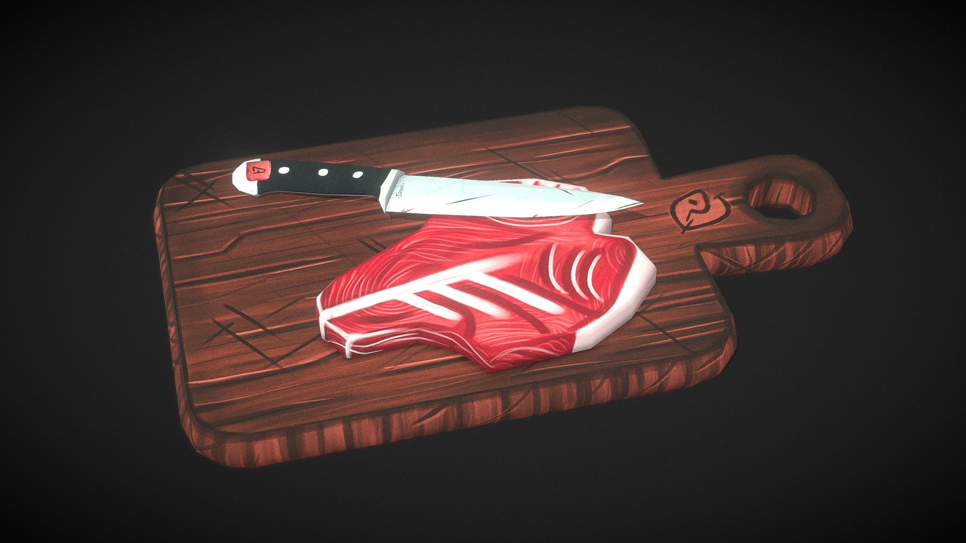 Cutting board with raw meat [HandPainted] [FREE] Download Free 3D