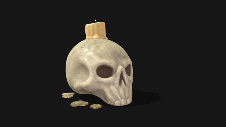 Stylized Skull Candle 3D Model