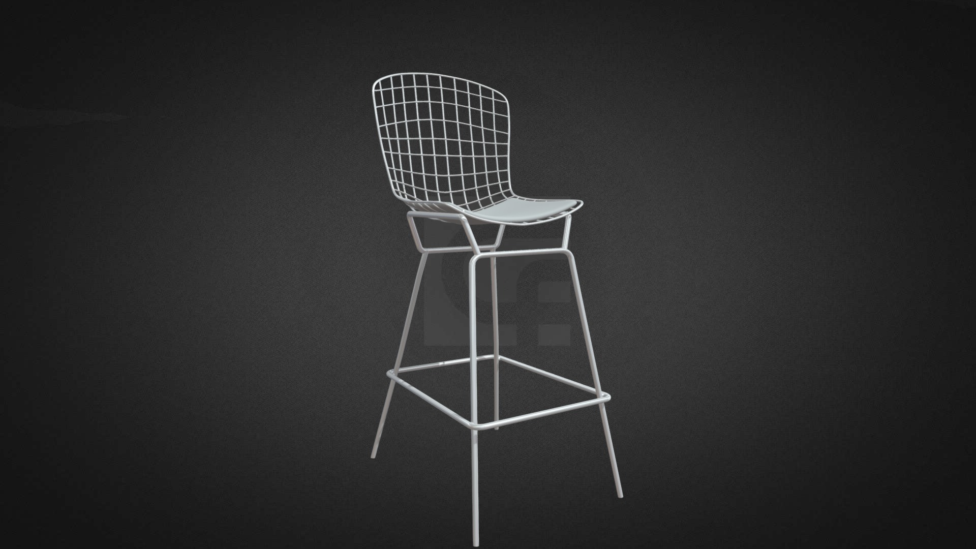 3D model Bertoia Style Stool Hire - This is a 3D model of the Bertoia Style Stool Hire. The 3D model is about a white chair with a black background.