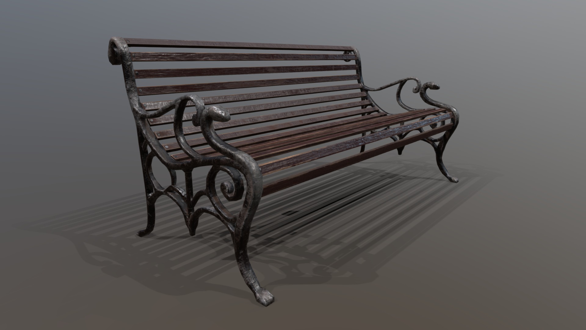 3D model Bench Low - This is a 3D model of the Bench Low. The 3D model is about a bench with a metal frame.