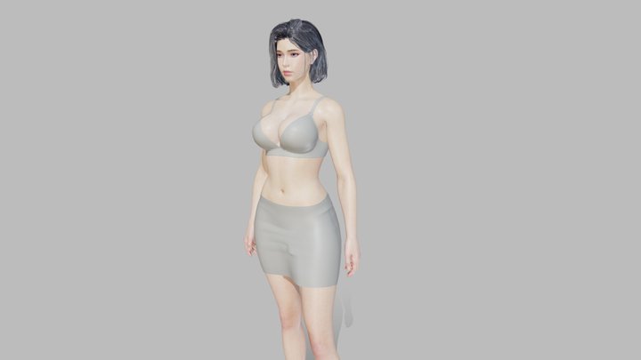 Asian female korean girl swimsuit pose_pack2 3D Model