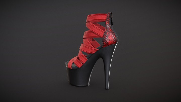 Banded Platform Stiletto Shoes 2 3D Model