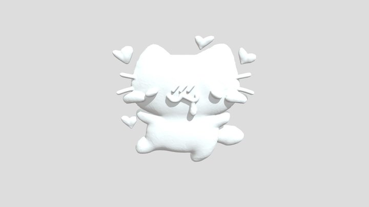 Pink Love Cat 3D Model