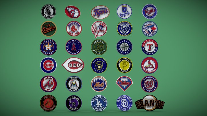 MLB Major League Baseball EVERY TEAM'S LOGOS 3D Model