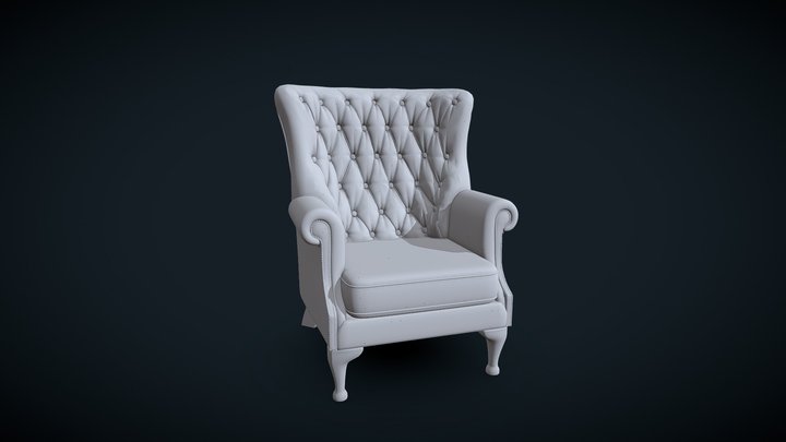 Tudor Leather Wing Armchair 3D Model