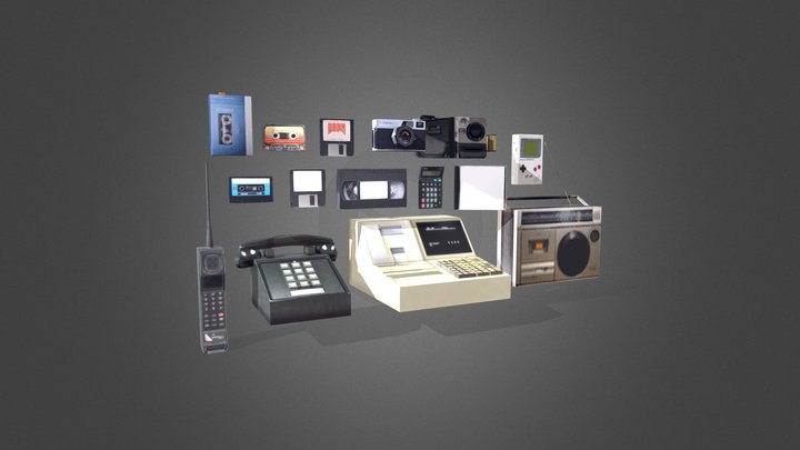 Low Poly 90s Electronics Assets 3D Model