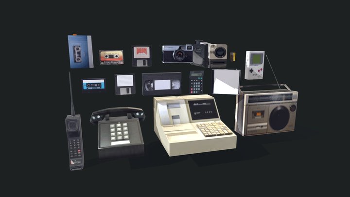 Low Poly 90s Electronics Assets 3D Model