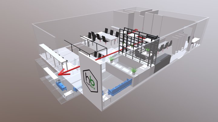 Fire Exit Escape Routes - office 3D Model