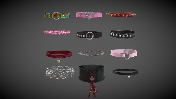 Chokers / Collars - low poly pack 2 3D Model