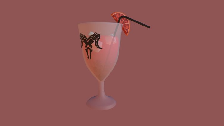 Cocktail Drink with Orange 3D Model