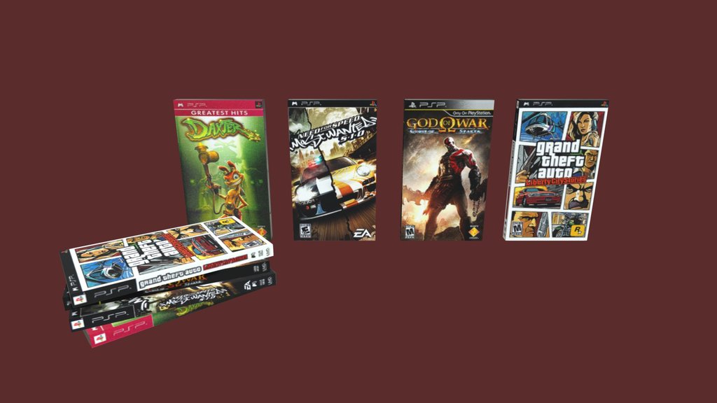 Mixed PSP Game Cases Asset (LOW-POLY)
