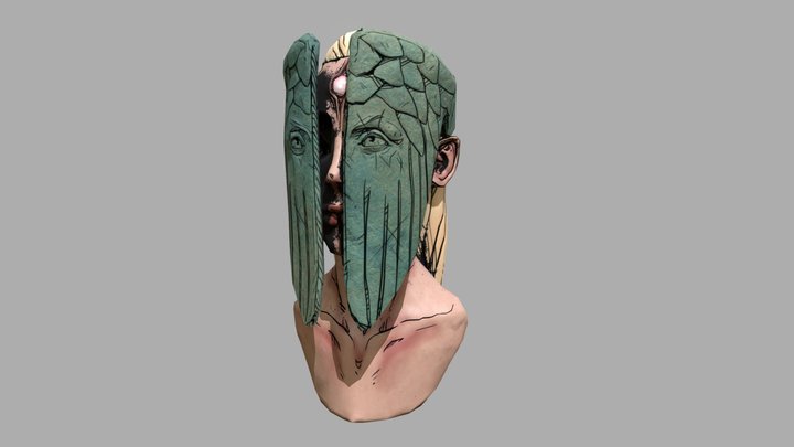 Stylized Dark Fantasy Headbust (Masked Variant) 3D Model