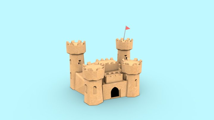 Big Sand Castle - Low Poly 3D Model