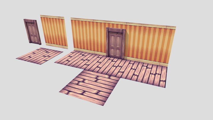 Low-Poly Modular Horror House 3D Model