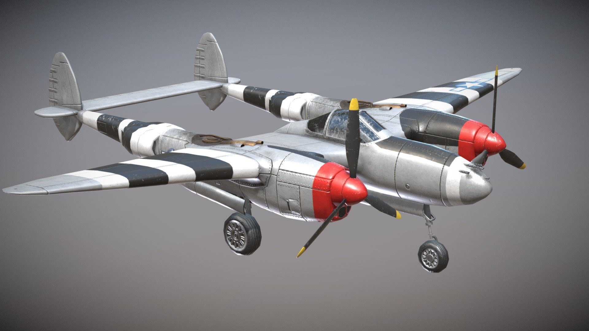 WW2 US Heavy Fighter Aircraft P-38 Lightning