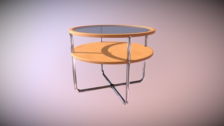 Modern wooden table with glass 3D Model