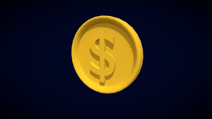 Stylized Gold Coin 3D Model