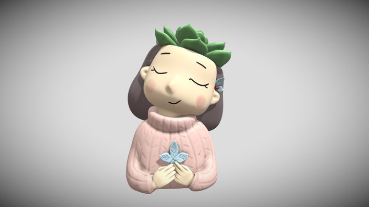 Whimsical Girl Planter Bust 3D Model