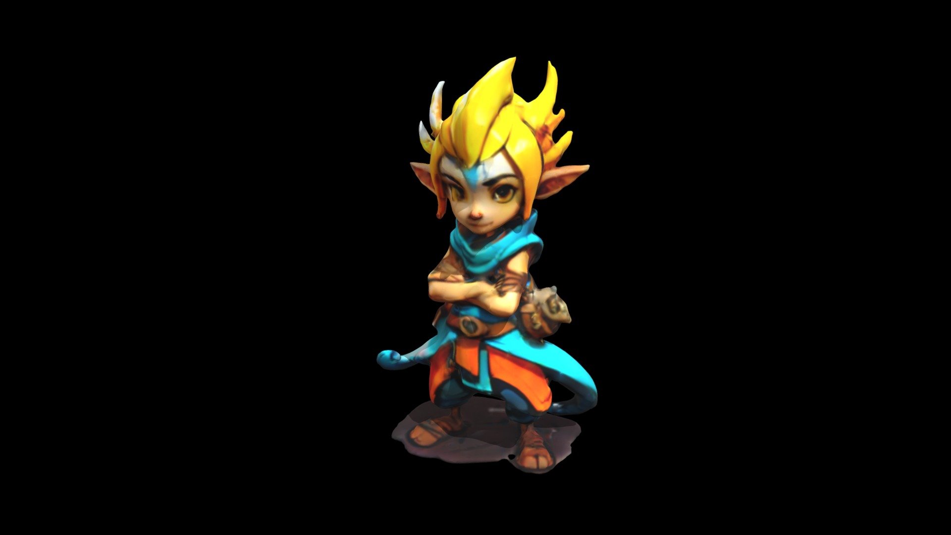 a cartoon character with yellow hair and a bl - Download Free 3D model ...