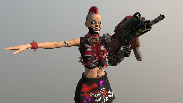 Cyber Punk Girl 3D Model