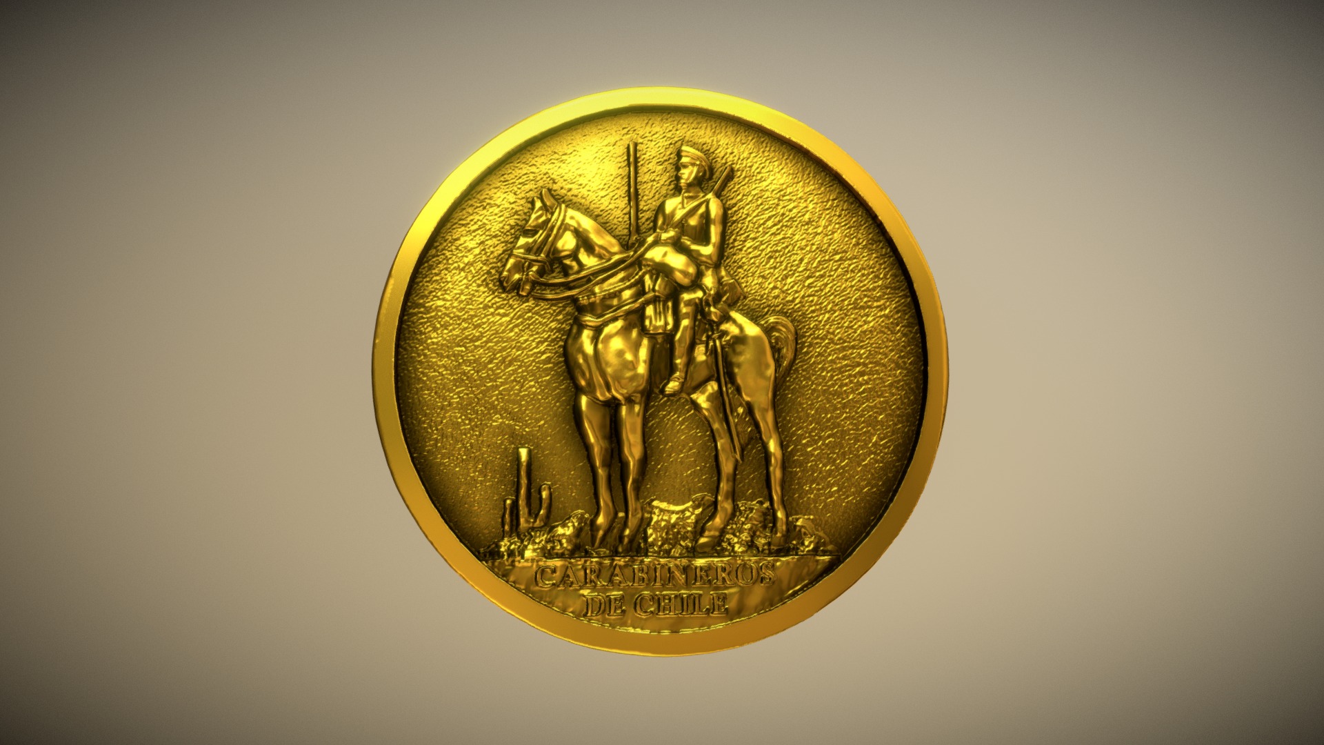 3D model My Sketchfab Mesh - This is a 3D model of the My Sketchfab Mesh. The 3D model is about a gold coin with a person riding a horse.
