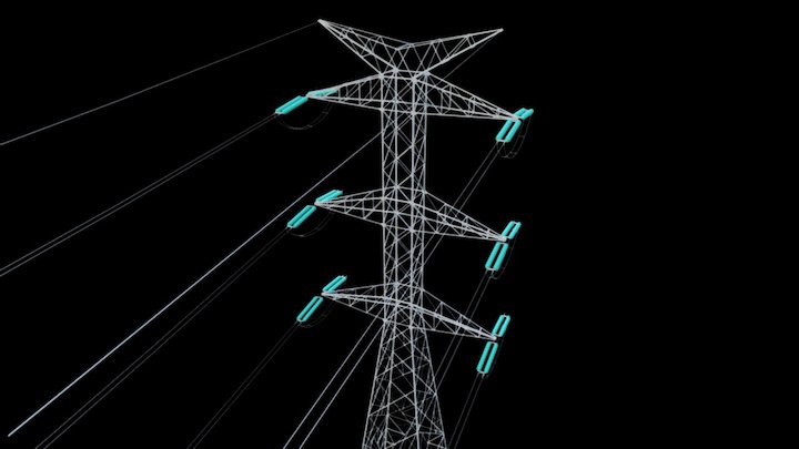 Torre trifásica de alta tensión 3D Model