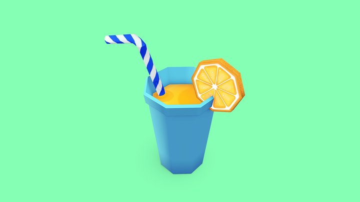 Low Poly Stylized Juice Cup 3D Model