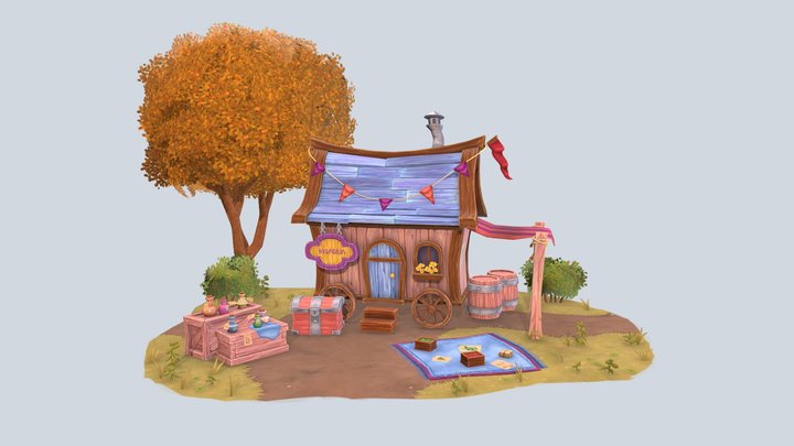 Wooden caravan environment 3D Model