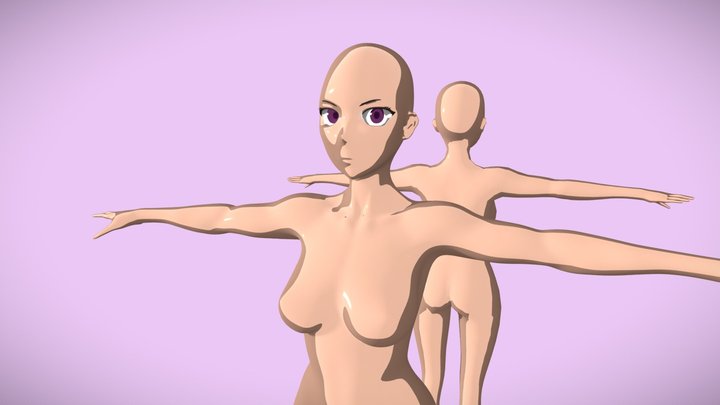 Anime Female T-pose Base : Animation-ready Topo 3D Model
