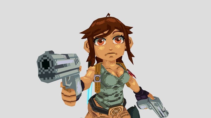 Lara croft  Anime Low poly 3D Model