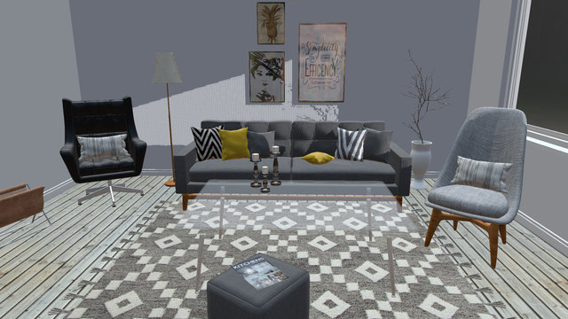 Scandinavian Living Room 3D Model