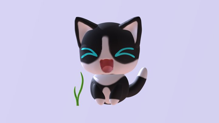 Cute Black Cat 3D Model