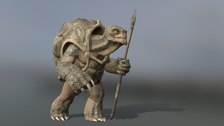 Turtle Warrior - Animated Fantasy Creature 3D Model