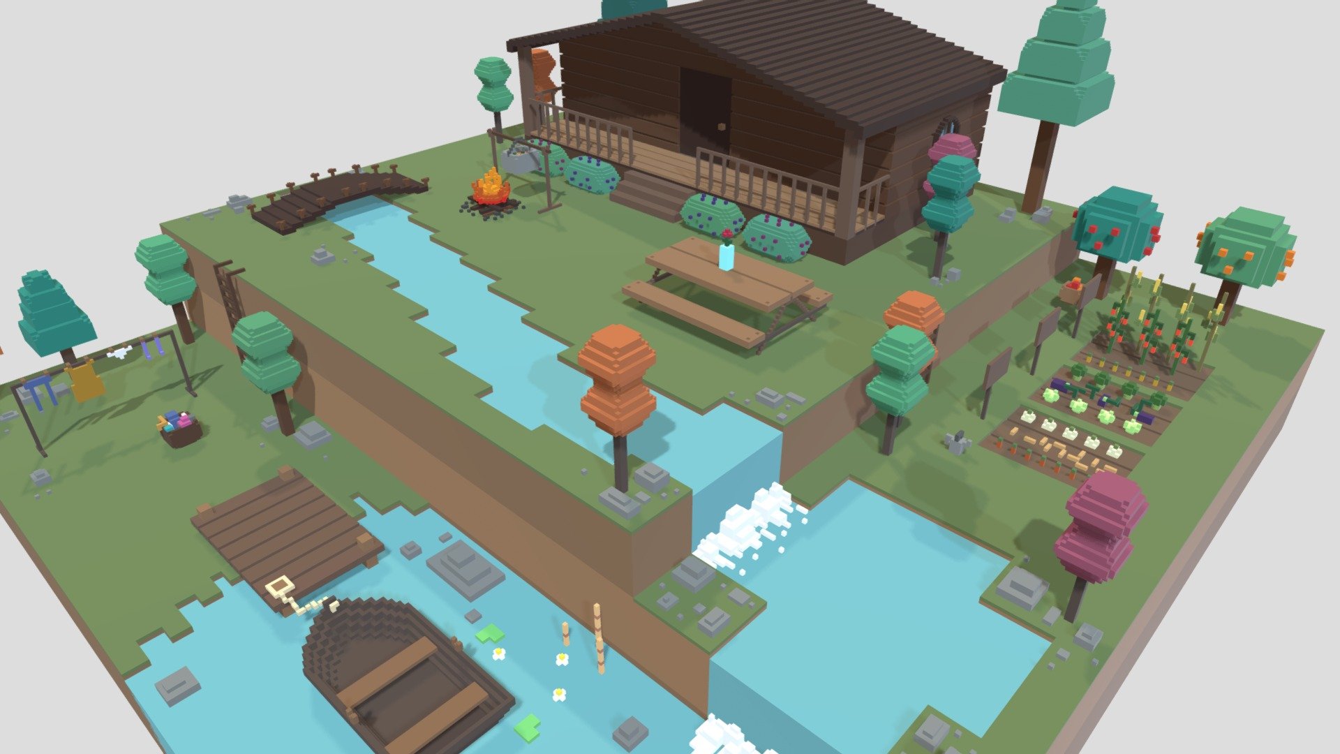 Cozy Cabin Life | MagicaVoxel.
