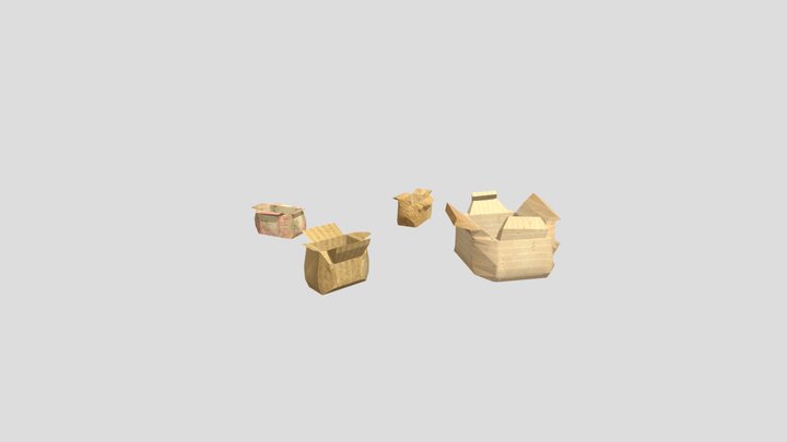 Cajas Con Baterias Con Textura 3D Model