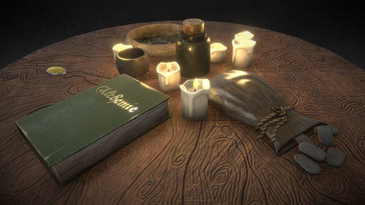 [Set] Root-Table with magical Accessoires 3D Model