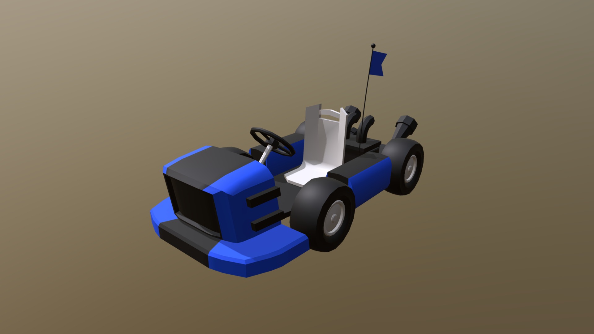 3D model Off Road Mini Kart 2 – Low Poly - This is a 3D model of the Off Road Mini Kart 2 - Low Poly. The 3D model is about a blue and black toy car.