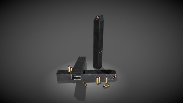 Magazines and 9mm bullets 3D Model