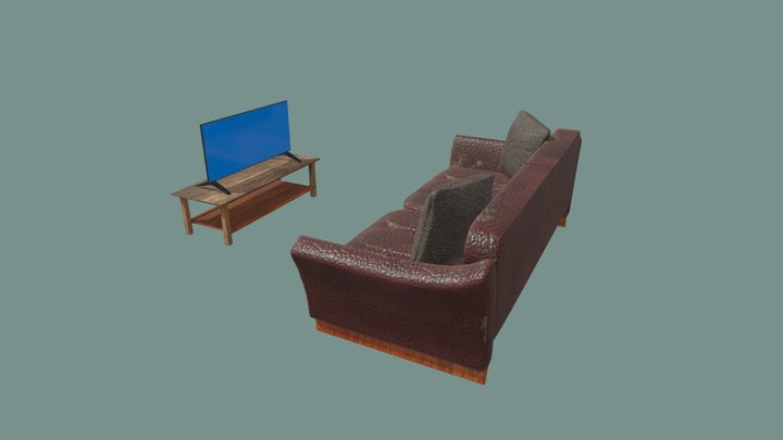 Couch with TV. 3D Model