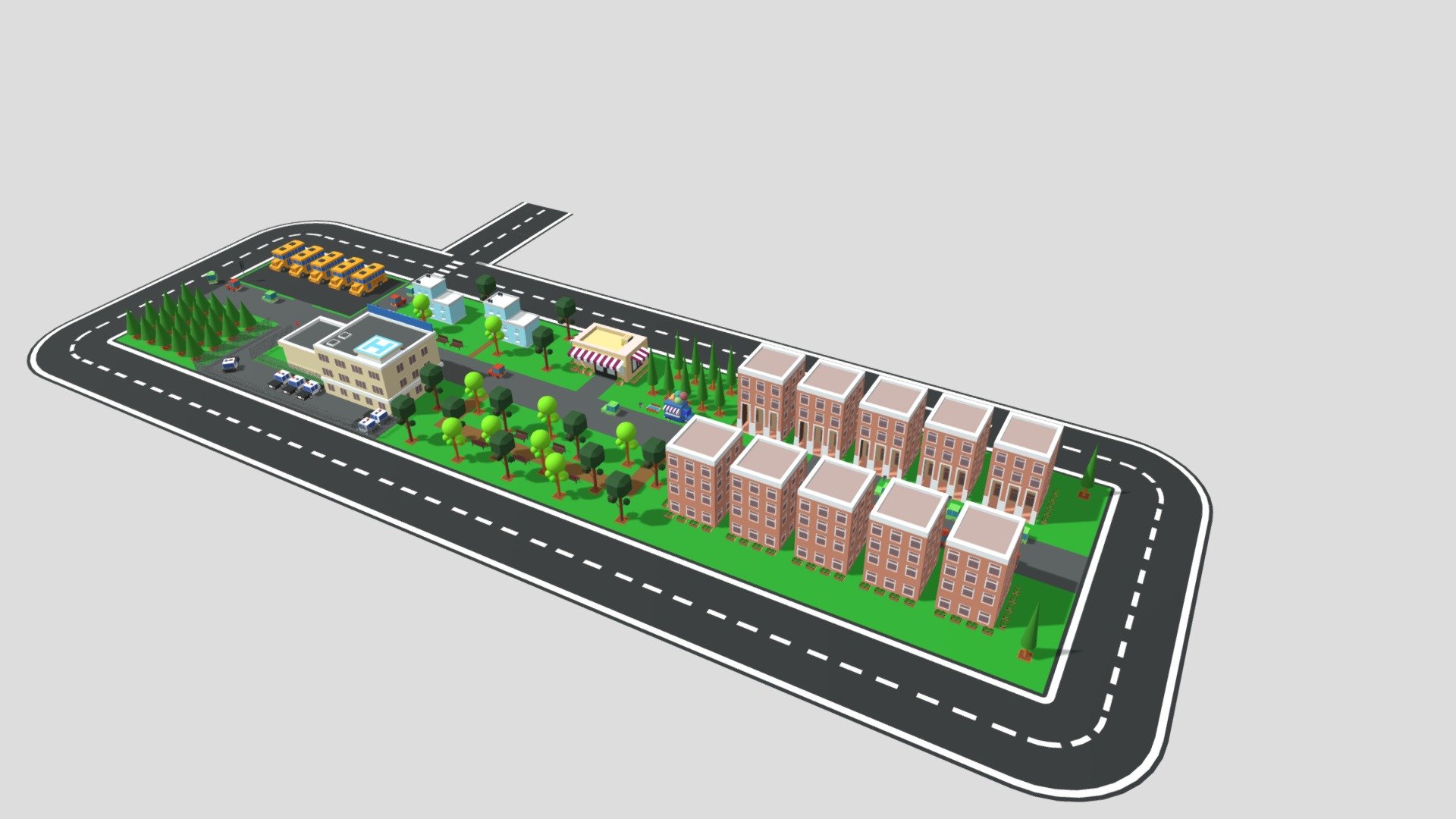 Low poly little city