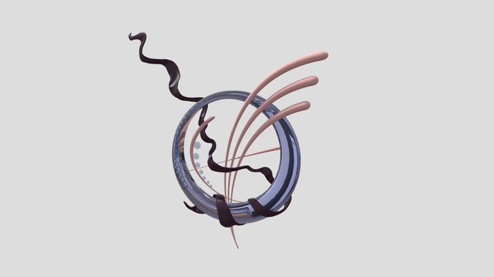 Decorative brooch with ribbon 3D Model