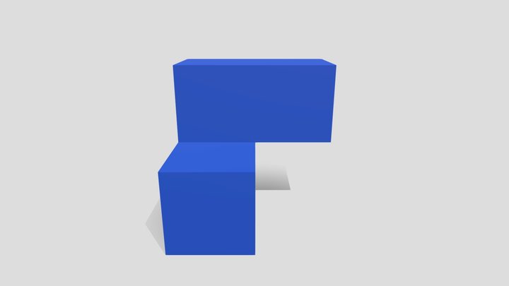 Tetris 3D Figura Azul 3D Model