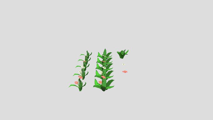 Low Poly Grass and Flowers 3D Model