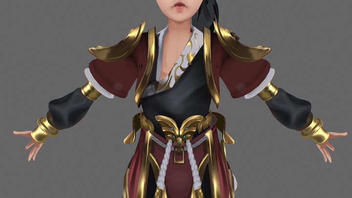 Rōnin Girl 3D Model