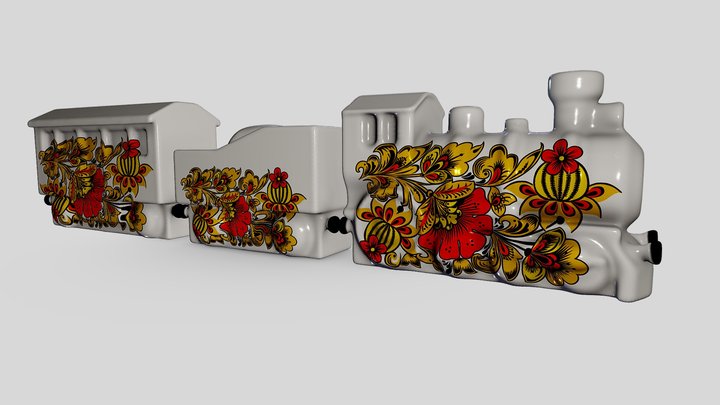 Паровозик с вагончиками 3D Model