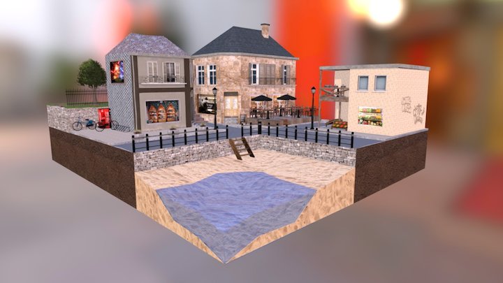 French Cityscene 3D Model