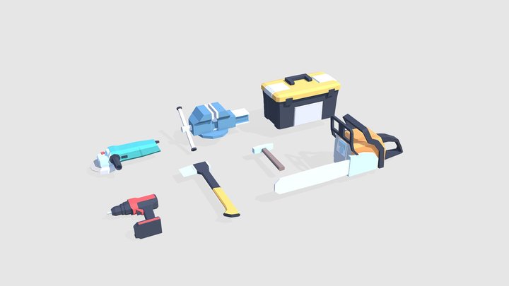 Low poly tools free pack 3D Model