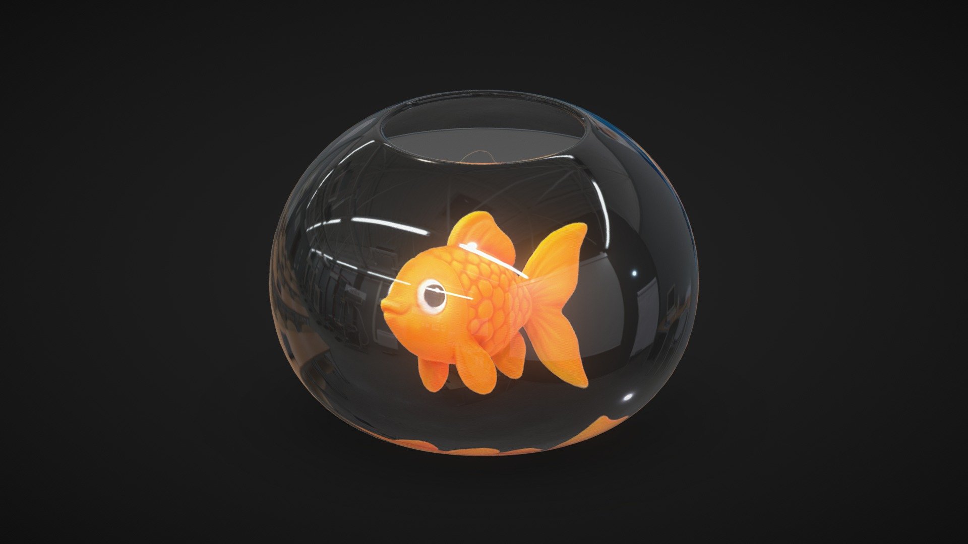 Golden Fish in Spherical Aquarium - 3D model by tkkjee [dc53f79 ...
