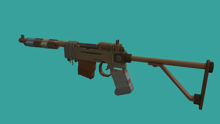 Semi auto rifle rust 3D Model